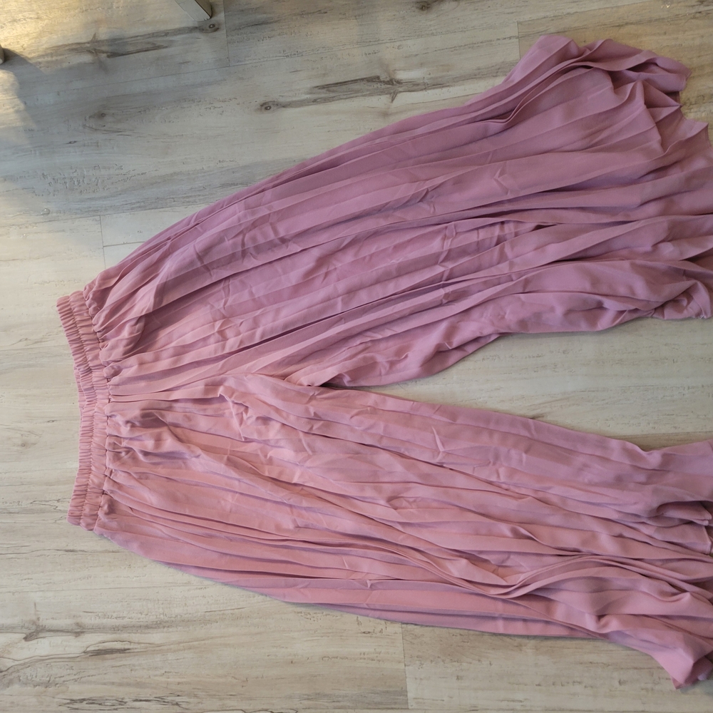Chiffon Pleated Mauve Wide Leg Pants